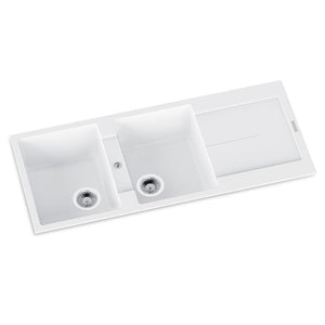 TSI Sinks TWM-ED200 1160 X 500 X 200MM CARYSIL ENIGMA D200 DOUBLE BOWL WITH DRAINER BOARD GRANITE KITCHEN SINK