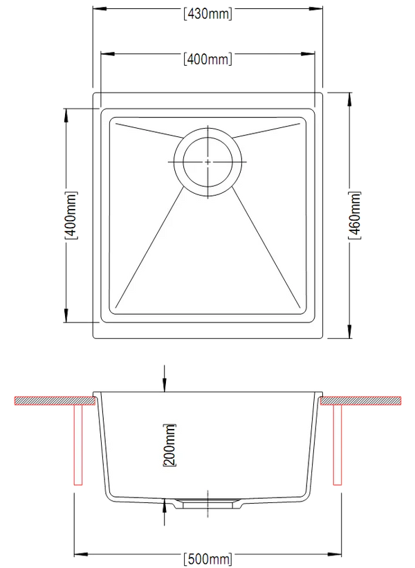 TWM-EN100M 430 X 460 X 200MM CARYSIL ENIGMA 100M SINGLE BOWL GRANITE KITCHEN/LAUNDRY SINK