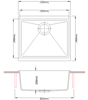 TSI Sinks TWM-EN100S 530 X 460 X 200MM CARYSIL ENIGMA 100S SINGLE BOWL GRANITE KITCHEN/LAUNDRY SINK