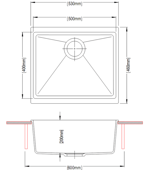 TSI Sinks TWM-EN100S 530 X 460 X 200MM CARYSIL ENIGMA 100S SINGLE BOWL GRANITE KITCHEN/LAUNDRY SINK