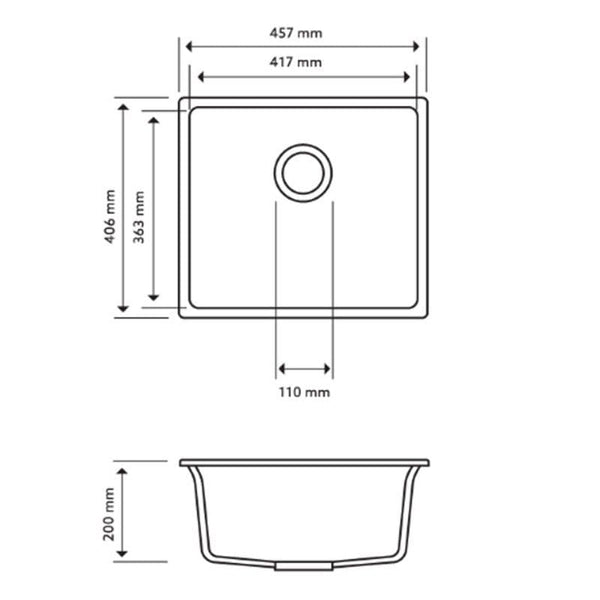 TSI Sinks TWM-MSG 457 X 406 X 200MM CARYSIL MAGIC SALSA SINGLE BOWL GRANITE STONE KITCHEN/LAUNDRY SINK