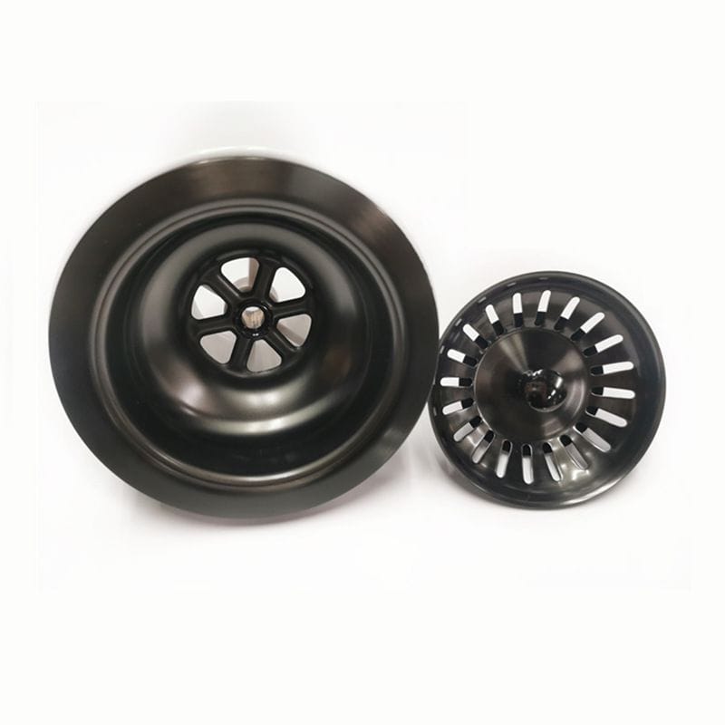 TWMO-GM 90/114MM KITCHEN SINK GUN METAL BLACK STRAINER WASTE ASSEMBLY STAINLESS STEEL 304