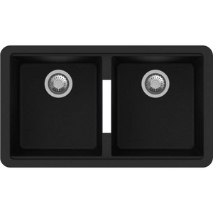 TWM-3322 824 X 481 X 241MM CARYSIL BLACK DOUBLE BOWLS GRANITE UNDERMOUNT KITCHEN SINK