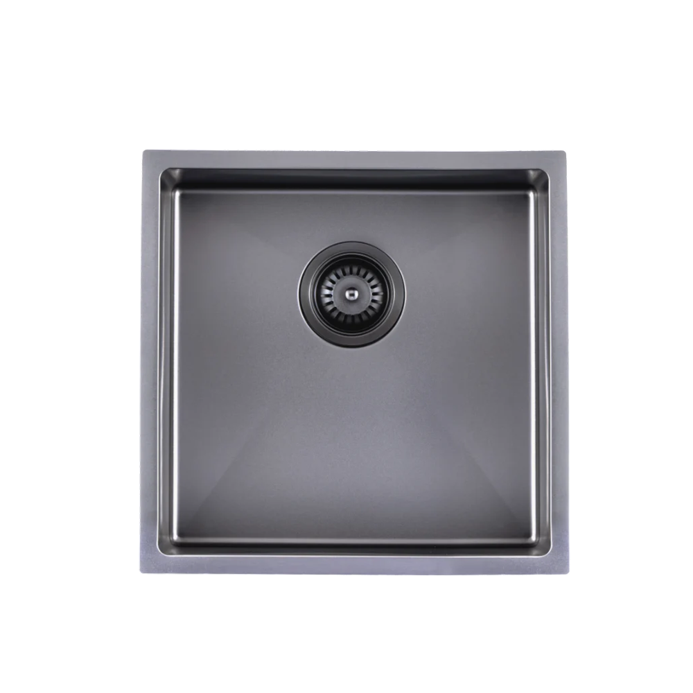 TWM8B 440X440X205MM GUN METAL GREY STAINLESS STEEL HANDMADE SINGLE BOWL SINK