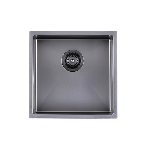 TWM8B 440X440X205MM GUN METAL GREY STAINLESS STEEL HANDMADE SINGLE BOWL SINK