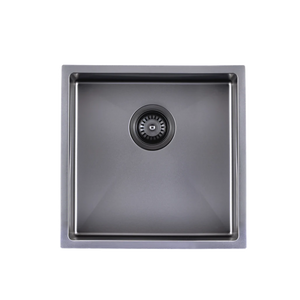 TWM8-SATIN SATIN - GUN METAL GREY 440X440X205MM SATIN STAINLESS STEEL HANDMADE SINGLE BOWL SINK