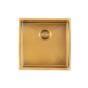 TWM8G 440X440X205MM BRUSHED YELLOW GOLD STAINLESS STEEL HANDMADE SINGLE BOWL SINK
