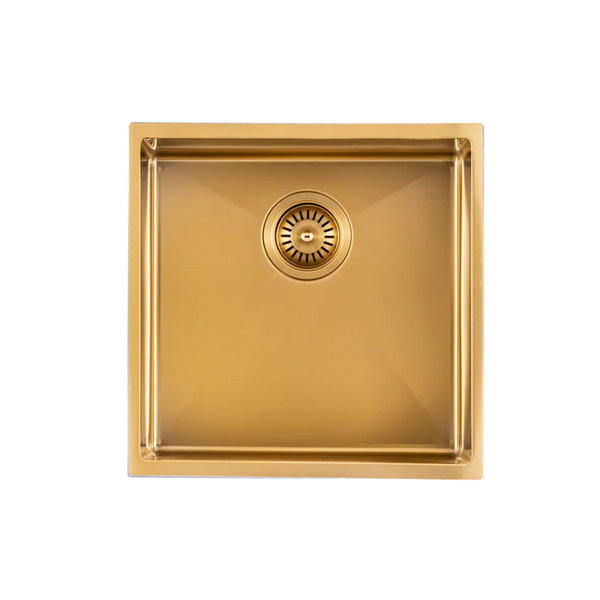 TWM8G 440X440X205MM BRUSHED YELLOW GOLD STAINLESS STEEL HANDMADE SINGLE BOWL SINK