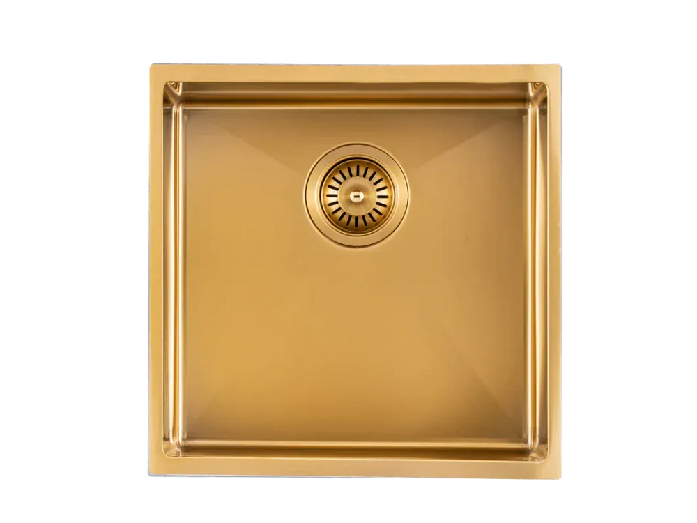 TWM8G 440X440X205MM BRUSHED YELLOW GOLD STAINLESS STEEL HANDMADE SINGLE BOWL SINK