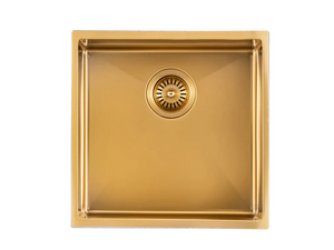 TSI Sinks TWM8G 440X440X205MM BRUSHED YELLOW GOLD STAINLESS STEEL HANDMADE SINGLE BOWL SINK