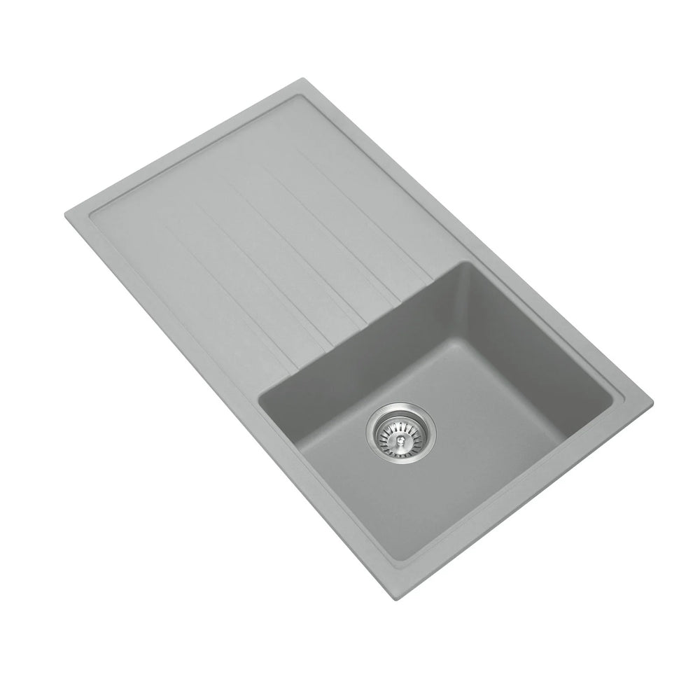 TWMD-100G 860 X 500 X 205MM CARYSIL VIVALDI D100 SINGLE BOWL WITH DRAINER BOARD GRANITE KITCHEN SINK