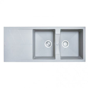 TSI Sinks TWMD-200J 1160 X 500 X 210MM CARYSIL JAZZ D200 DOUBLE BOWL DRAINER BOARD GRANITE KITCHEN SINK