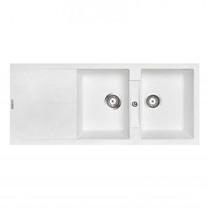 TSI Sinks TWMD-200J 1160 X 500 X 210MM CARYSIL JAZZ D200 DOUBLE BOWL DRAINER BOARD GRANITE KITCHEN SINK