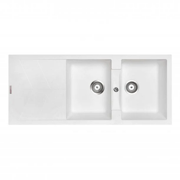 TWMD-200JW 1160 X 500 X 210MM CARYSIL JAZZ D200 DOUBLE BOWL DRAINER BOARD GRANITE KITCHEN SINK