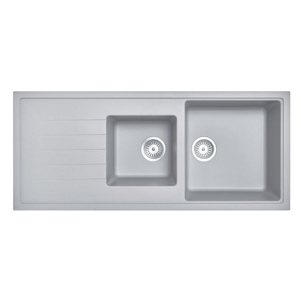 TSI Sinks TWMD-200VW 1160 X 500 X 205MM CARYSIL VIVALDI D200V 1 AND A HALF BOWL WITH DRAINER BOARD GRANITE KITCHEN SINK