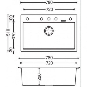 TSI Sinks TWMW780-G 780 X 510 X 220MM CARYSIL WALTZ 780 GRANITE STONE KITCHEN SINK