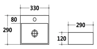 Victiles Basins PW3329 - Above Counter / Wall Hung Basin 330x290x120MM