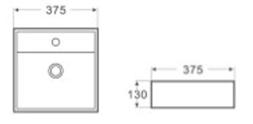 Victiles Basins PW3838 - Above Counter / Wall Hung Basin 375x375x130MM