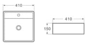 Victiles Basins PW4141 - Above Counter / Wall Hung Basin 410x410x150MM