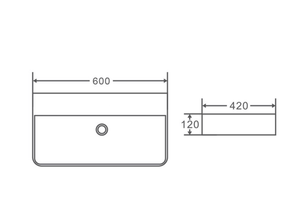 Victiles Basins PW6042NTH - Above Counter / Wall Hung Basin 600x420x120MM