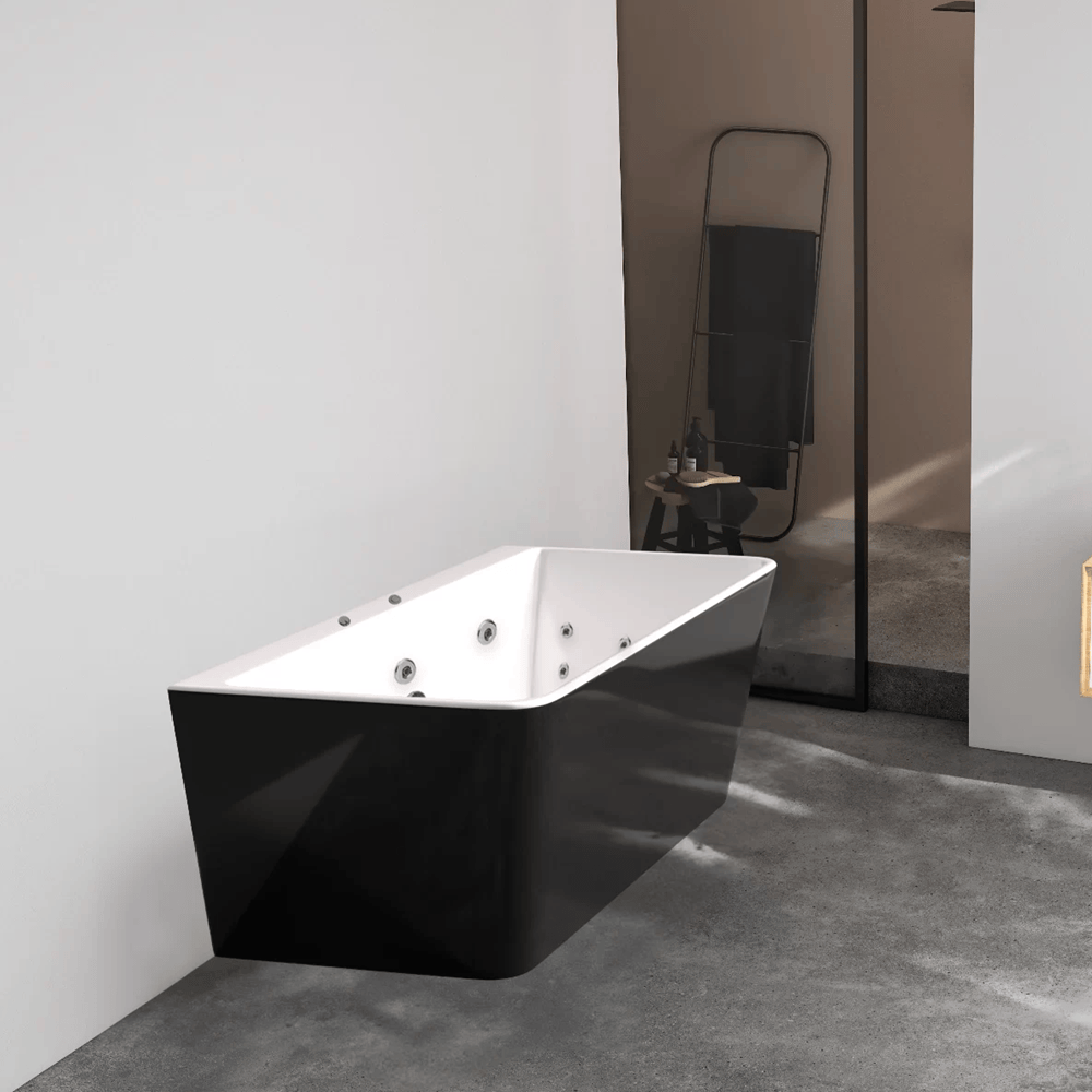 Victiles Bathtubs BTF1700-BLACK-SPA SPA Florence BACK TO WALL SPA BATHTUB 1700x780x600MM