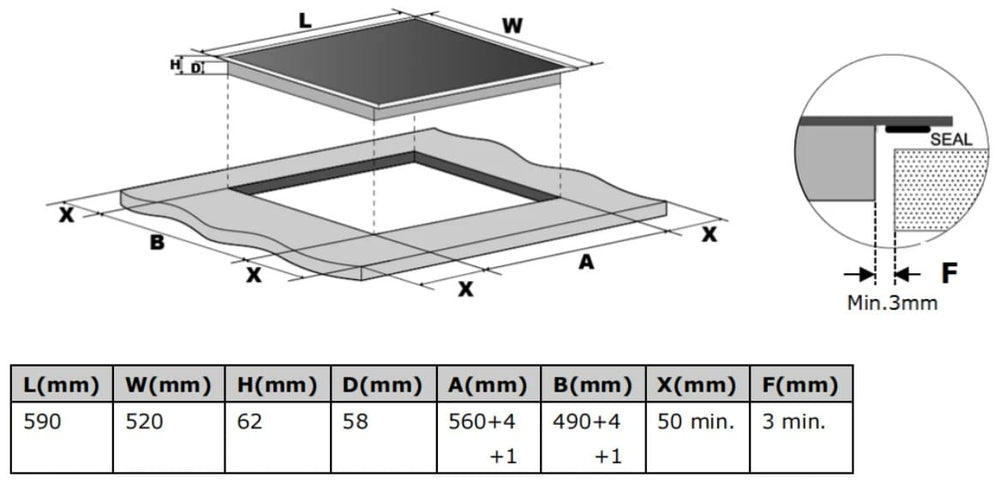 CARYSIL BUILT- IN INDUCTION HOB 60CM
