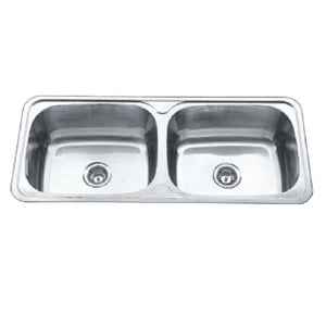 Victiles Sinks SS A120 LAVASSA Double 45L Laundry Tub with Optional Bypass