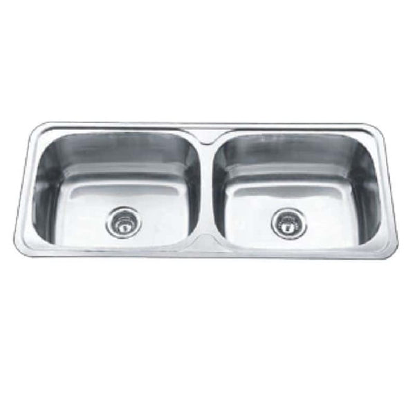 Victiles Sinks SS A120 LAVASSA Double 45L Laundry Tub with Optional Bypass