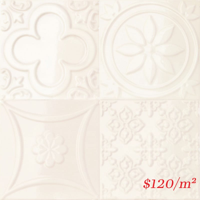 Victiles Tile 188090 LUCCIOLA HUESO GLOSS 150X150mm Spain Made