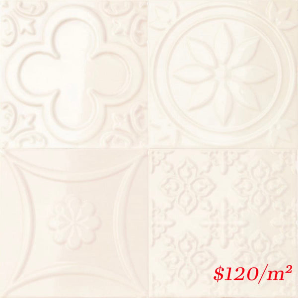 Victiles Tile 188090 LUCCIOLA HUESO GLOSS 150X150mm Spain Made