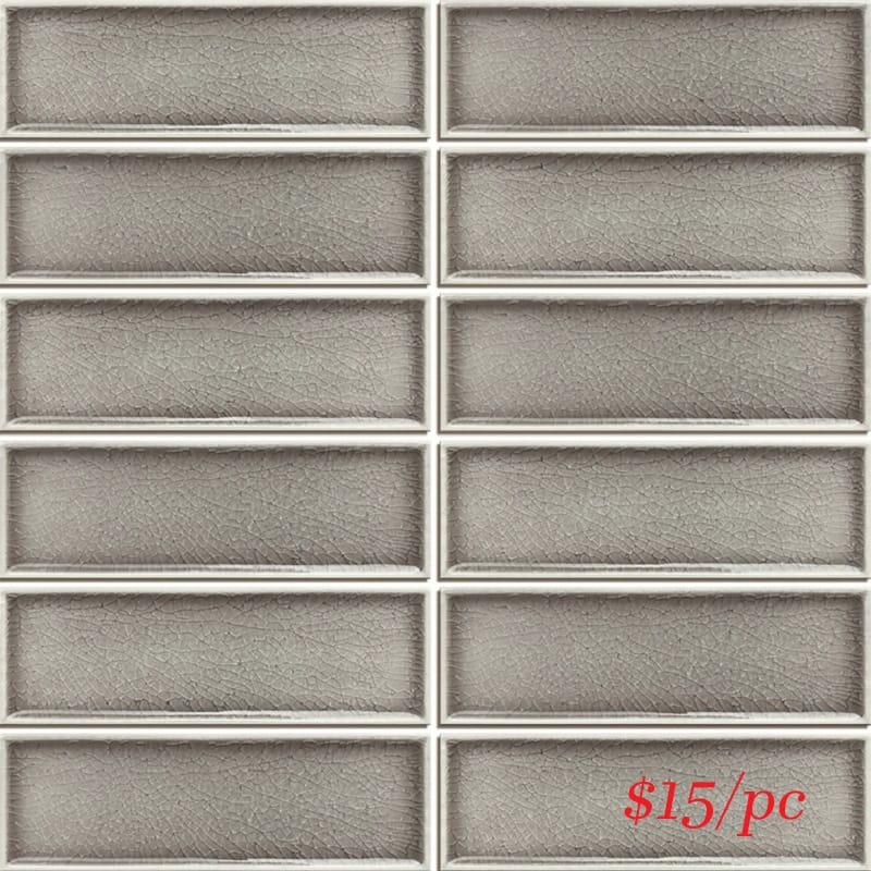 Victiles Tile FRA063 CFR-03 FRAMES TAUPE GLOSS CRACKLE 47X147MM (300X300MM PER SHEET)