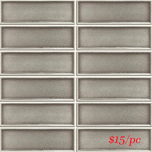 Victiles Tile FRA063 CFR-03 FRAMES TAUPE GLOSS CRACKLE 47X147MM (300X300MM PER SHEET)