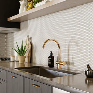 Victiles Tile CPR WHT19G PENNY ROUND MOSAIC 19mm WHITE GLOSS (315X291MM PER SHEET)