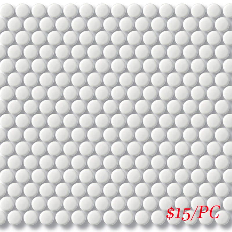 Victiles Tile CPR WHT19G PENNY ROUND MOSAIC 19mm WHITE GLOSS (315X291MM PER SHEET)