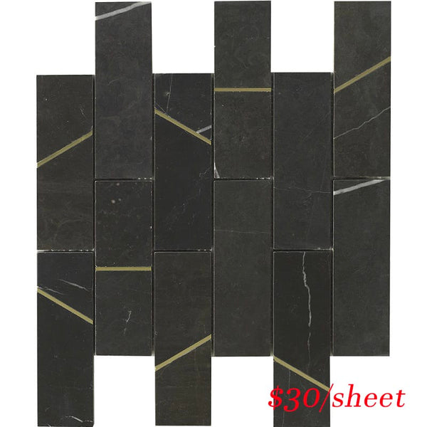 Victiles Tile DEC BARNER DECO BARRES NERO MARQUINA 298x298MM