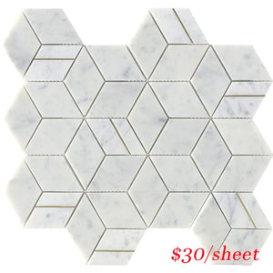 Victiles Tile DEC CUBCAR DECO CUBIC CARRARA 345x298MM