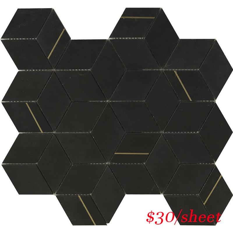 Victiles Tile DEC CUBNER DECO CUBIC NERO MARQUINA 345x298MM