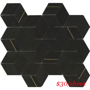 Victiles Tile DEC CUBNER DECO CUBIC NERO MARQUINA 345x298MM