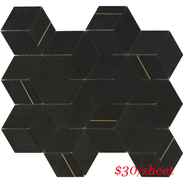 Victiles Tile DEC CUBNER DECO CUBIC NERO MARQUINA 345x298MM