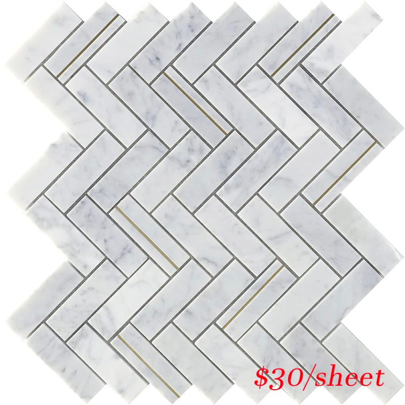 Victiles Tile DEC HERCAR DECO HERRINGBONE CARRARA 320x280MM
