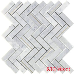 Victiles Tile DEC HERCAR DECO HERRINGBONE CARRARA 320x280MM