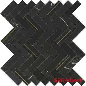 Victiles Tile DEC HERNER DECO HERRINGBONE NERO MARQUINA 320x280MM