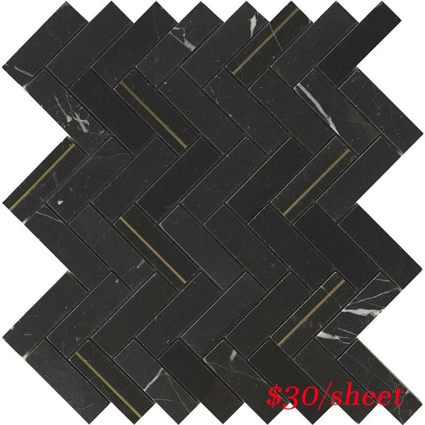 Victiles Tile DEC HERNER DECO HERRINGBONE NERO MARQUINA 320x280MM