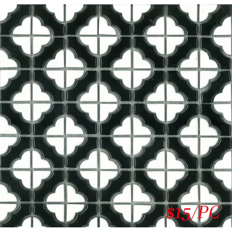 Victiles Tile POP003 RL-235 POPPY FLOWER GLOSS WHITE 40X40MM (300X300MM PER SHEET)