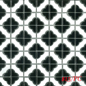 Victiles Tile POP009 RL-135 POPPY FLOWER GLOSS BLACK 40X40MM (300X300MM PER SHEET)