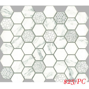 Victiles Tile SIG003 SIGNATURE HEXAGON WHITE SATIN 300X300MM