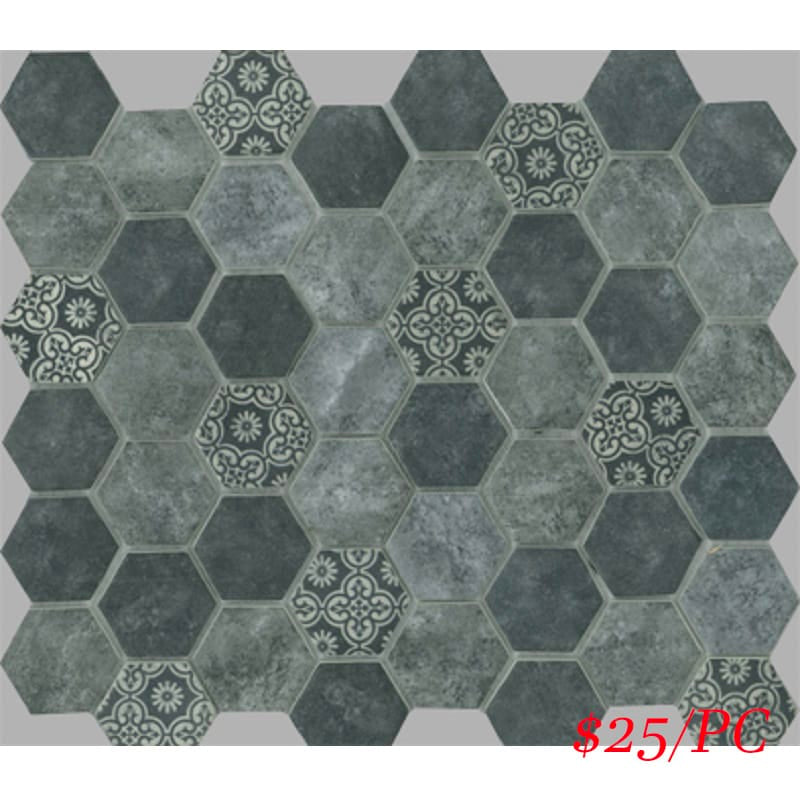 Victiles Tile SIG040 SIGNATURE HEXAGON CHARCOAL SATIN 300X300MM