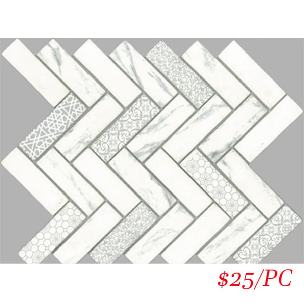 Victiles Tile SIG203 SIGNATURE HERRINGBONE WHITE SATIN 300X300MM