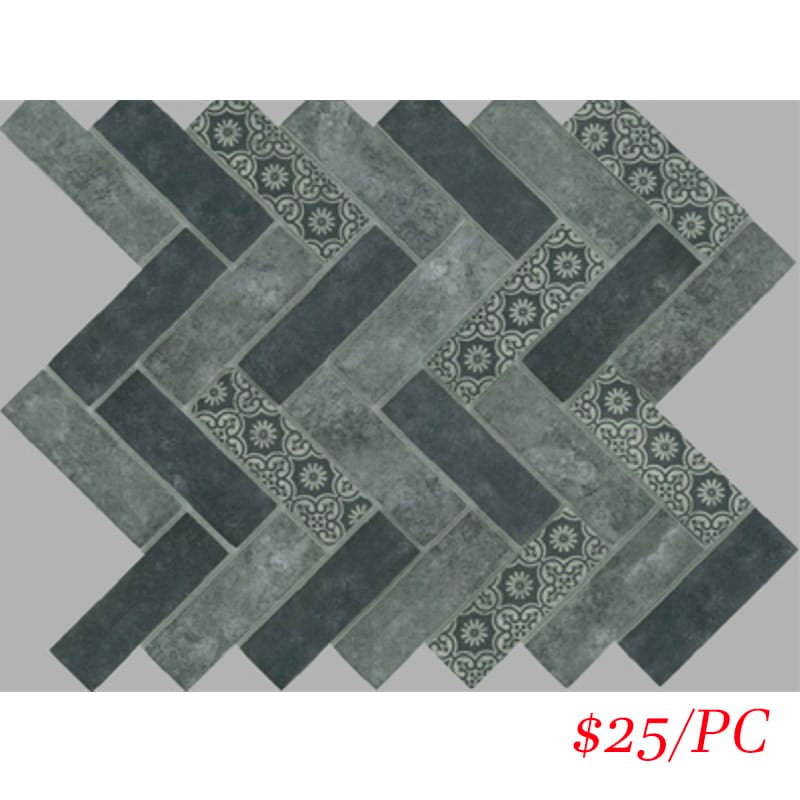 Victiles Tile SIG240 SIGNATURE HERRINGBONE CHARCOAL SATIN 300X300MM