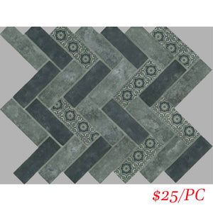 Victiles Tile SIG240 SIGNATURE HERRINGBONE CHARCOAL SATIN 300X300MM